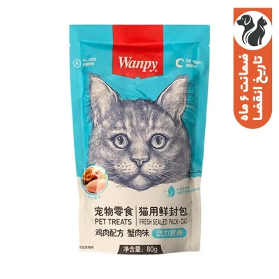 پوچ گربه ونپی مدل سفارش چین با طعم مرغ و خرچنگ وزن 80 گرم