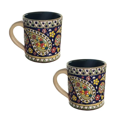 لیوان سفالی مدل میناکاری کد os بسته ۲ عددی