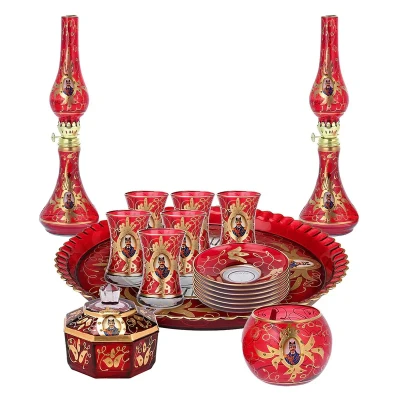 سرویس چای خوری 17 پارچه مدل شاه عباسي