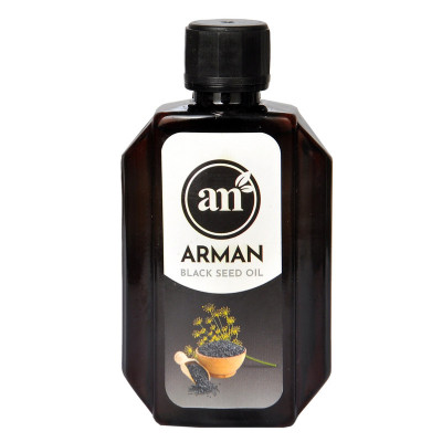 روغن سیاه دانه آرمان 60 میلی‌لیتر مناسب انواع پوست با ویتامین‌های A ،B3 ،C ،D ،E رفع آکنه، درمان پسوریازیس، نرم‌کننده پوست، آبرسان مو و بهبود علائم آرتروز مفصلی