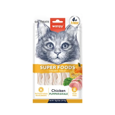 بستنی گربه ونپی مدل Creamy Treat Superfoods طعم مرغ، کدو و کلم بسته 5 عددی