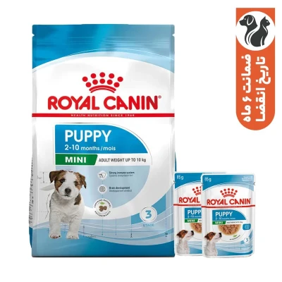 غذای خشک و توله سگ رویال کنین مدل Mini Puppy وزن 2 کیلوگرم مجموعه 3 عددی