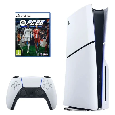 کنسول بازی سونی مدل PlayStation 5 Slim ریجن اروپا سری 2016A نسخه دیسک‌خور ظرفیت یک ترابایت به همراه بازی EA SPORTS FC 26