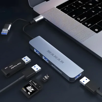هاب و کارت خوان 5 پورت USB 3.0 ماکار مدل 5in1 MK-HU235