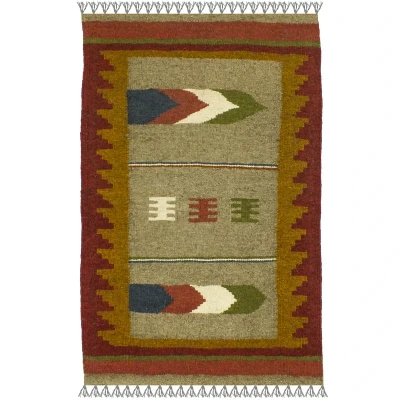 گلیم دستبافت یک متر مدل پادری شیراز کد J1743 زمینه الوان
