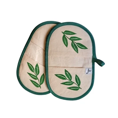 دستگیره و دستکش فر مدل برگ کد 03 بسته دو عددی