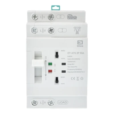 سوییچ انتقال خودکار اتکو مدل دوگانه قدرت 63 آمپرکد ET-ATS-2P-63A