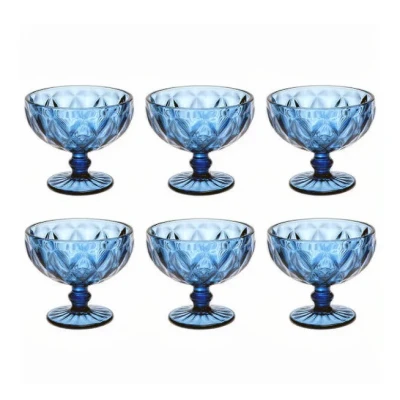 بستنی خوری دلی مدل پایه کوتاه طرح لوزی کد 400ml بسته 6 عددی