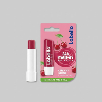 بالم لب لابلو مدل CHERRY SHINE با عصاره آلوئه‌ورا، شی‌باتر و گیلاس، مرطوب‌کننده و مغذی با ویتامین E، مناسب پوست خشک، فرم ماتیکی و رنگ قرمز روشن