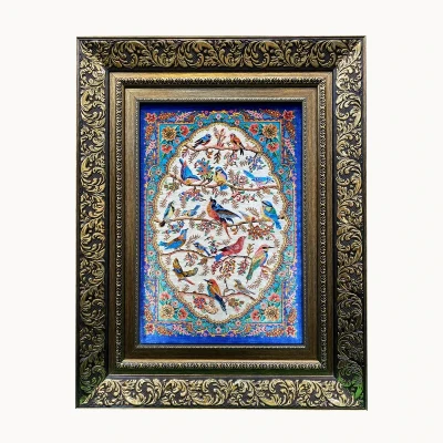 تابلو فرش دستباف طرح چهل طوطی کد ۲۱۴۳۴۲۵۰