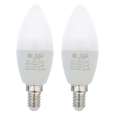 لامپ ال ای دی 7 وات شمعی افراتاب مدل AF-C37-7W پایه E14 بسته 2 عددی