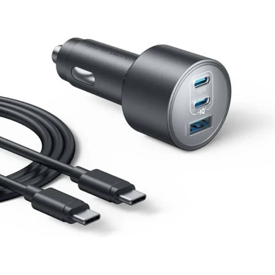 شارژر فندکی 100 وات 3 پورت انکر مدل B2737 به همراه کابل USB-C به USB-C