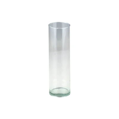 گلدان شیشه‌ای استوانه‌ای کد 2 با ابعاد 6 × 20 سانتی‌متر، وزن 170 گرم و کفه 60 میلی‌متر