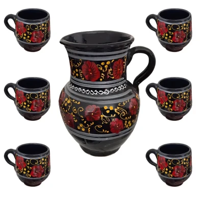 ست 7 تکه پارچ و لیوان سفالی کد GH