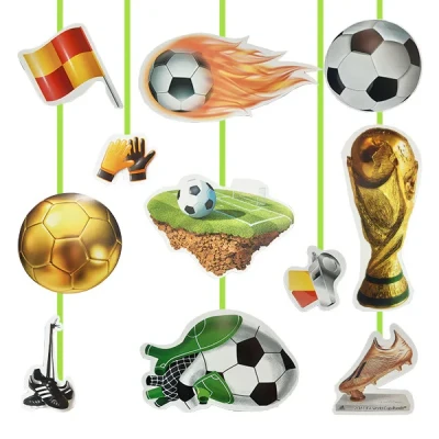 ریسه تزئینی توپ فوتبال آویز سقفی کد FootballSaghfiAviz1 بسته 11 عددی