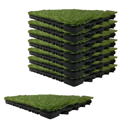 کفپوش مدل تایل چمن مصنوعی زمرد سایز 30x30 سانتی متر بسته 8 عددی