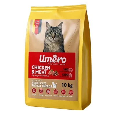 غذا خشک گربه بالغ اومرو مدل سوپر پریمیوم با طعم مرغ و گوشت وزن 10 کیلوگرم