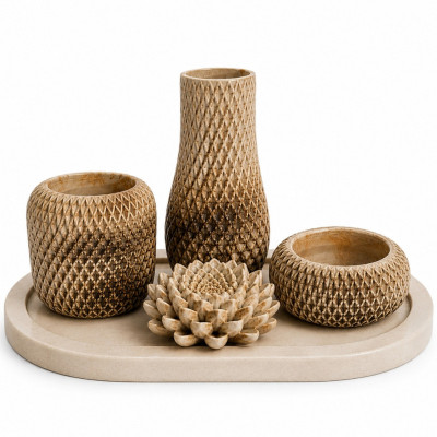 ست هدیه دکوری رومیزی مدل روژا مجموعه 5 عددی
