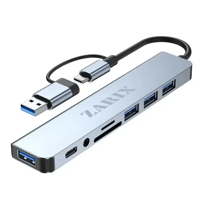 هاب 8 پورت USB 3.0USB-C زاریکس مدل Z8 Pro