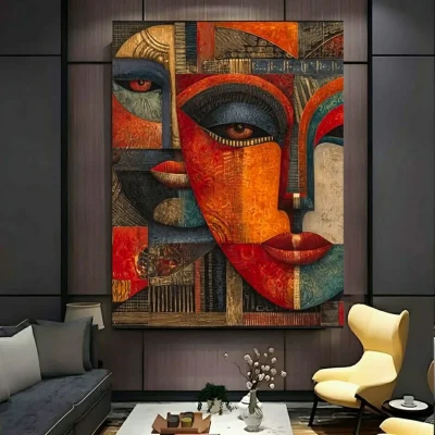 تابلو بوم طرح مخمل نقاشی پرتره مدل کوبیسم کد BK24764