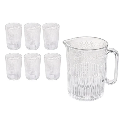 سرویس پارچ و لیوان 7 پارچه لیمون مدل دایره ای کد 2318-2