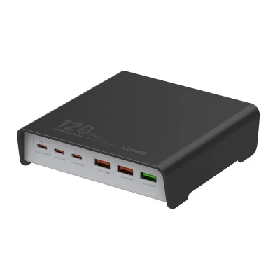شارژر رومیزی 120وات الدینیو مدل HUB CHARGER Q605