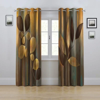 پرده مدل پانچی طرح برگ سایز 280x145 سانتی متر
