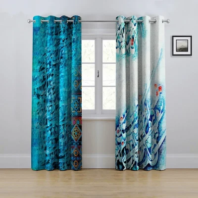 پرده مدل پانچی طرح خط نوشته نستعلیق سایز 280x145 سانتی متر