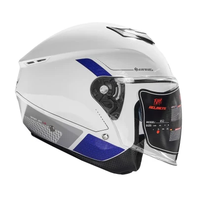 کلاه کاسکت بدون فک فلش مدل 852 glossy blue-white