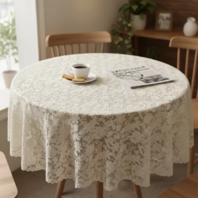 رومیزی مدل گرد طرح گل  سایز 150x150 سانتی‌متر