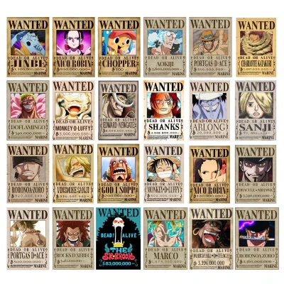 پوستر بووم طرح انیمه وان پیس مدل wanted posters مجموعه 24 عددی کد P2