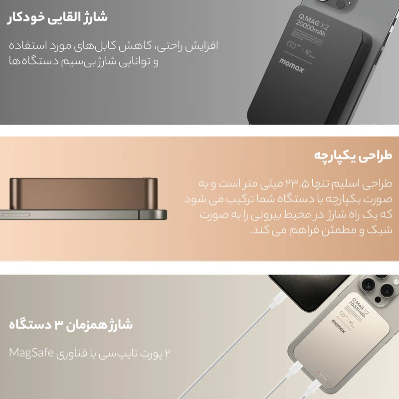 پاوربانک مومکس مدل IP133 ظرفیت 20000 میلی آمپرساعت