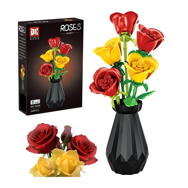 ساختنی 249 تکه مدل گلدان گل رز ROSES کد 3026