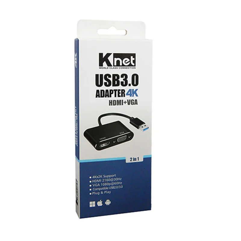 تبدیل USB 3.0 به HDMI کی نت مدل K-COUA30HV