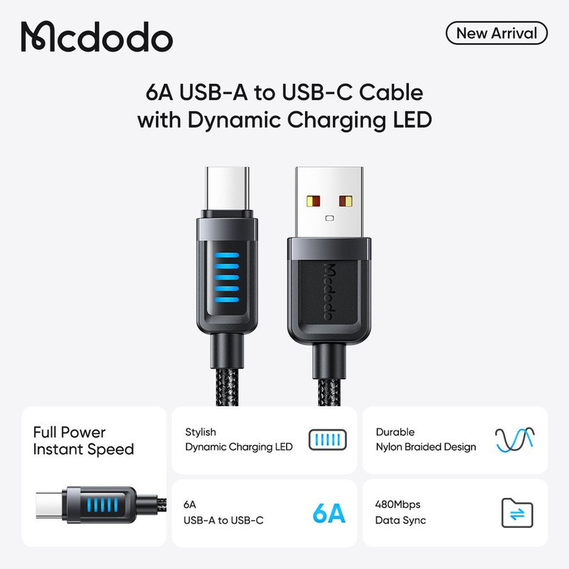 کابل تبدیل USB به USB-C مک دودو مدل CA-033 طول 1.2 متر