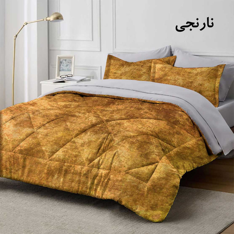 سرویس روتختی دونفره 6 تکه نوپه هوم مدل مخمل پتینه 1021