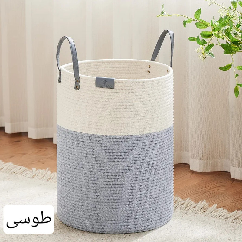 سبد رخت چرک مدل دسته چرمی