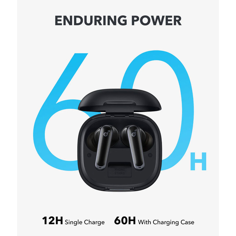 هدفون بلوتوثی انکر مدل Soundcore P40i با نویز کنسلینگ فعال (ANC)، نویز کنسلینگ (ENC)، درگاه شارژ USB Type-C، دارای 6 میکروفون داخلی با بهره‌گیری از هوش مصنوعی، پشتیبانی از فرمان لمسی، مقاوم در برابر آب