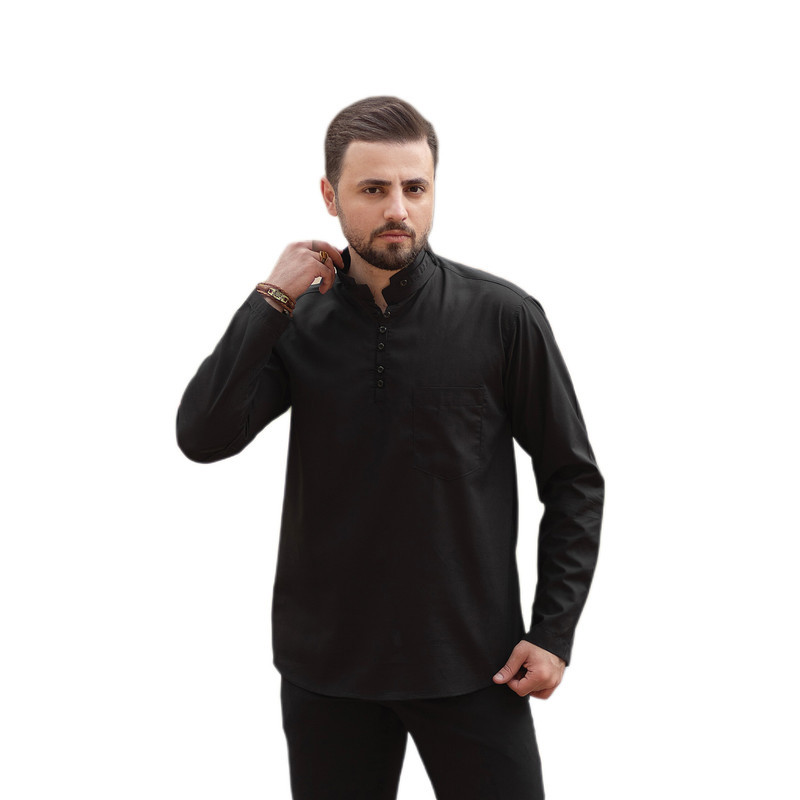 پیراهن آستین بلند یقه دیپلمات مردانه مدل S105