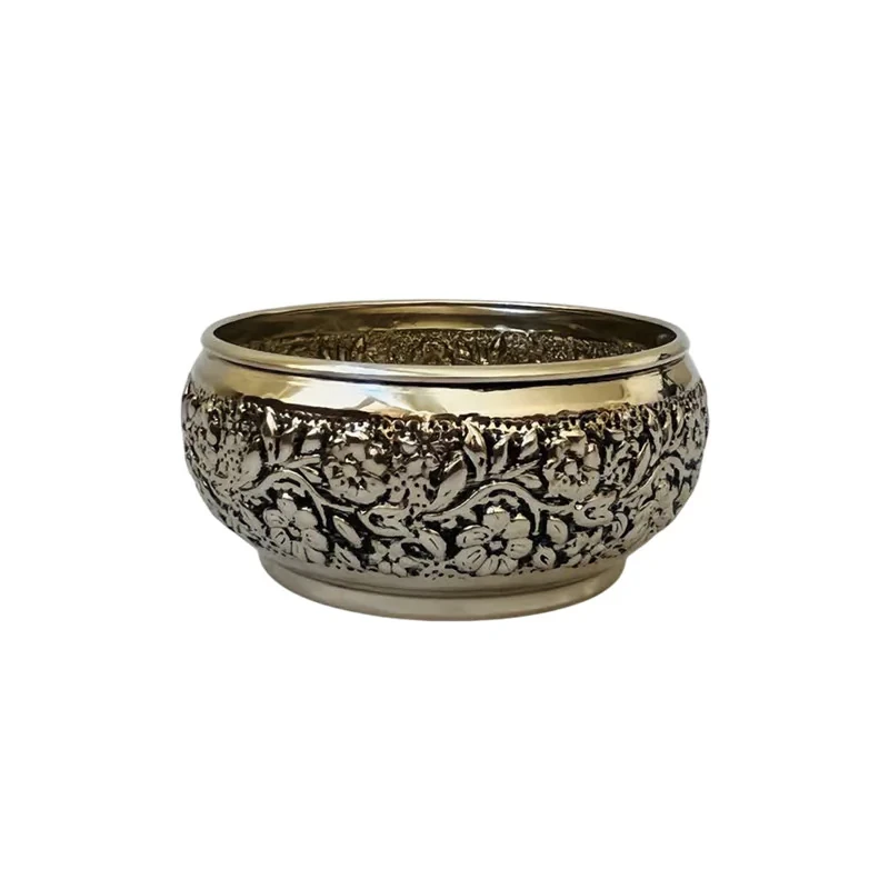 پیاله مسی طرح گرد قلم زنی کروم کد ZH419.2