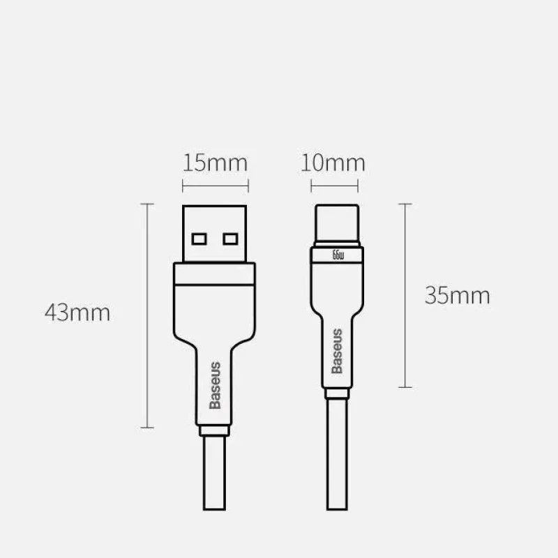 کابل تبدیل USB به USB-C باسئوس مدل CAKF000201 66W طول 2 متر