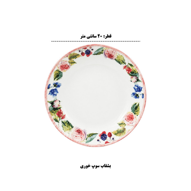 سرویس غذاخوری سرامیکی، چینی 24 پارچه 6 نفره میس بتی مدل 16895