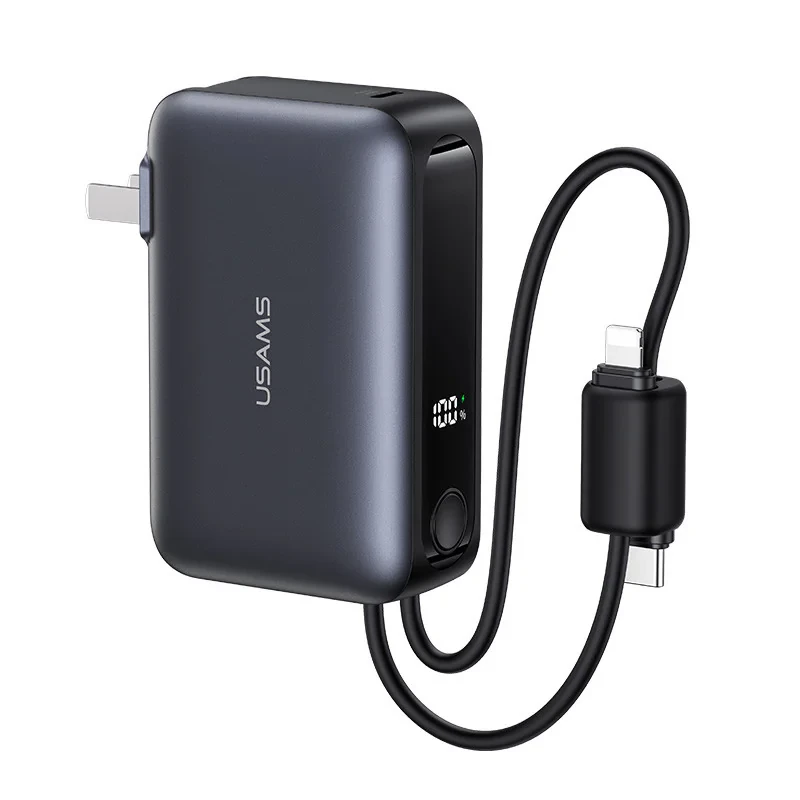 پاوربانک 22.5 وات یوسمز مدل CD260 ظرفیت 10000 میلی‌آمپرساعت به همراه 2 عدد کابل USB-C و لایتنینگ