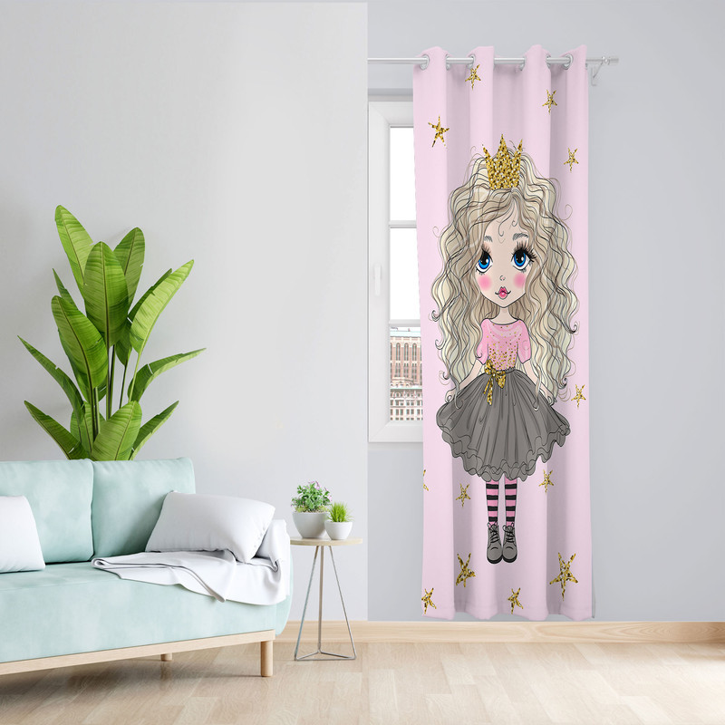 پرده مدل دخترانه مخمل پانچی کد 1003 سایز 140x280 سانتی متر