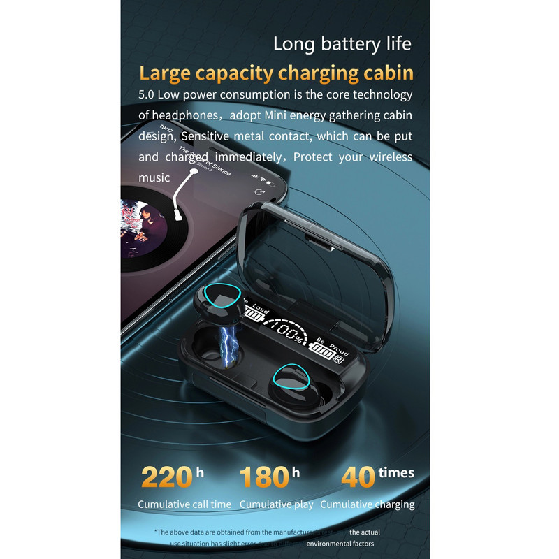 هدفون بلوتوثی مدل M10 بدون نویز کنسلینگ، درگاه شارژ microUSB، دارای نشانگر LED، قابلیت استفاده به عنوان پاوربانک