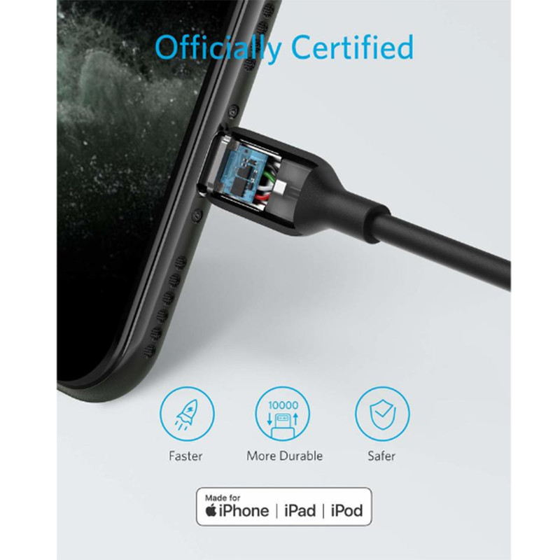 کابل تبدیل  USB-C به لایتنینگ انکر مدل A8832 طول 0.9 متر