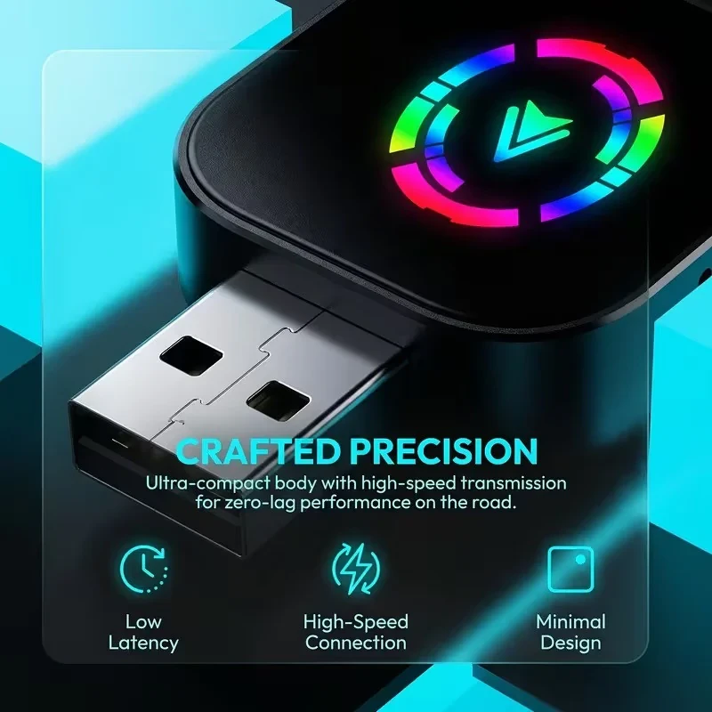 کارپلی و اندروید اتو مدل Wireless CarPlayAndroid Auto Q1AS به همراه مبدل USB به USB-C