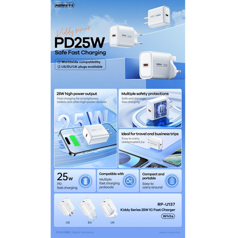 شارژر دیواری 25 وات ریمکس مدل A35 SUPERFAST