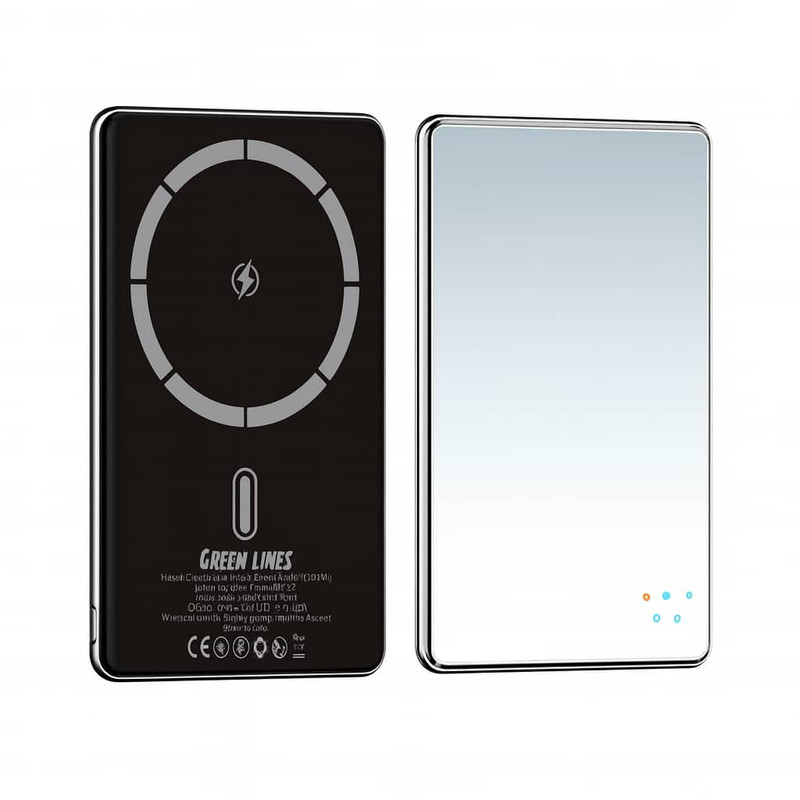 پاوربانک 15 وات گرین لاین مدل مگ سیف  Mirror Design با ظرفیت 10000 میلی آمپر ظرفیت