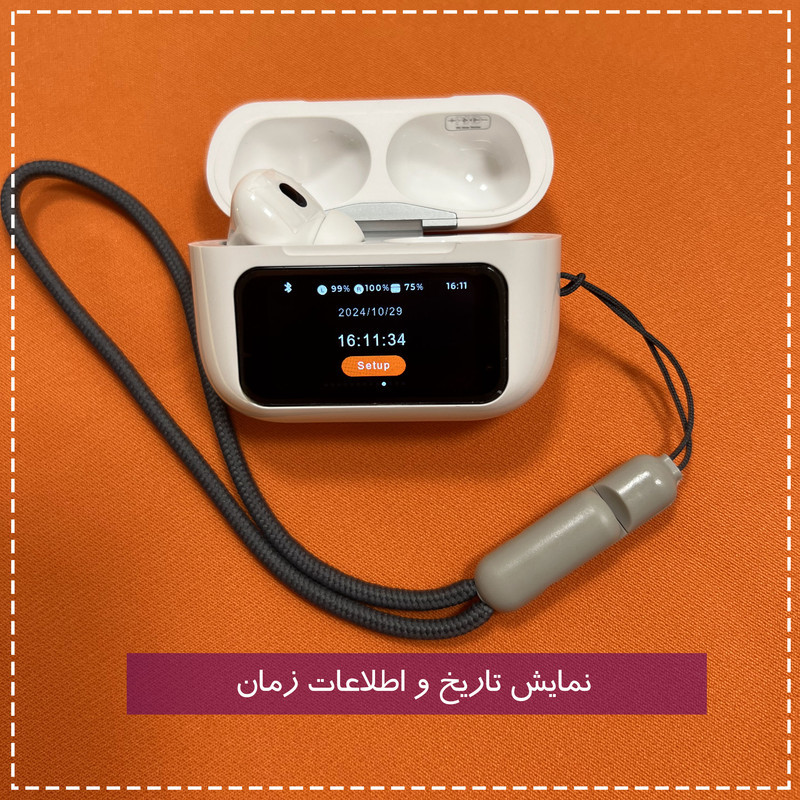 هدفون بلوتوثی مدل PJD Pro2nd V5.4 Light دارای نویز کنسلینگ فعال (ANC)، درگاه شارژ USB Type-C، شارژ بی سیم، پشتیبانی از فرمان لمسی، نمایشگر روی صفحه محفظه شارژ، نشانگر LED